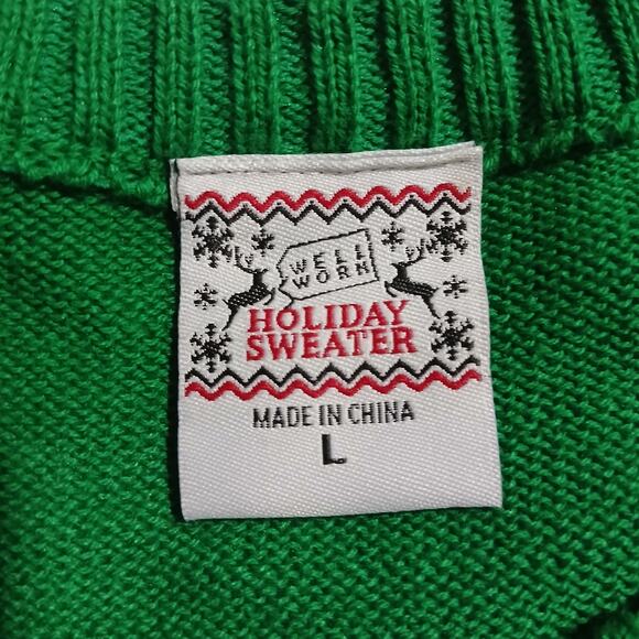 Ugly Christmas Sweater Large Men's OH SNAP Gingerbread Men Green/Red Easy Care - Picture 5 of 11
